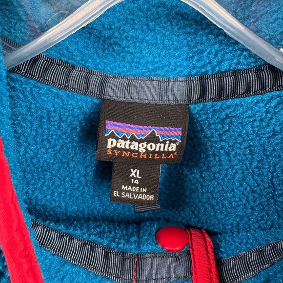 Patagonia Lightweight Synchilla Snap-T Pullover Kids Size XL New Navy Blue Red - Picture 4 of 8